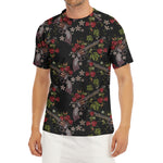 Guns And Flowers Pattern Print Men's Short Sleeve Rash Guard