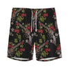 Guns And Flowers Pattern Print Men's Sports Shorts