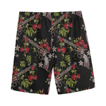 Guns And Flowers Pattern Print Men's Sports Shorts