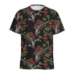 Guns And Flowers Pattern Print Men's Sports T-Shirt