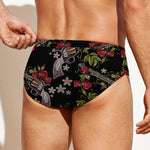 Guns And Flowers Pattern Print Men's Swim Briefs