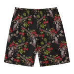 Guns And Flowers Pattern Print Men's Swim Trunks