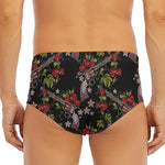 Guns And Flowers Pattern Print Men's Triangle Swim Briefs