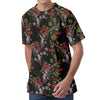 Guns And Flowers Pattern Print Men's Velvet T-Shirt