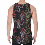 Guns And Flowers Pattern Print Men's Velvet Tank Top