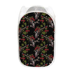 Guns And Flowers Pattern Print Mesh Laundry Hamper