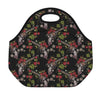 Guns And Flowers Pattern Print Neoprene Lunch Bag