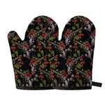 Guns And Flowers Pattern Print Oven Mitts