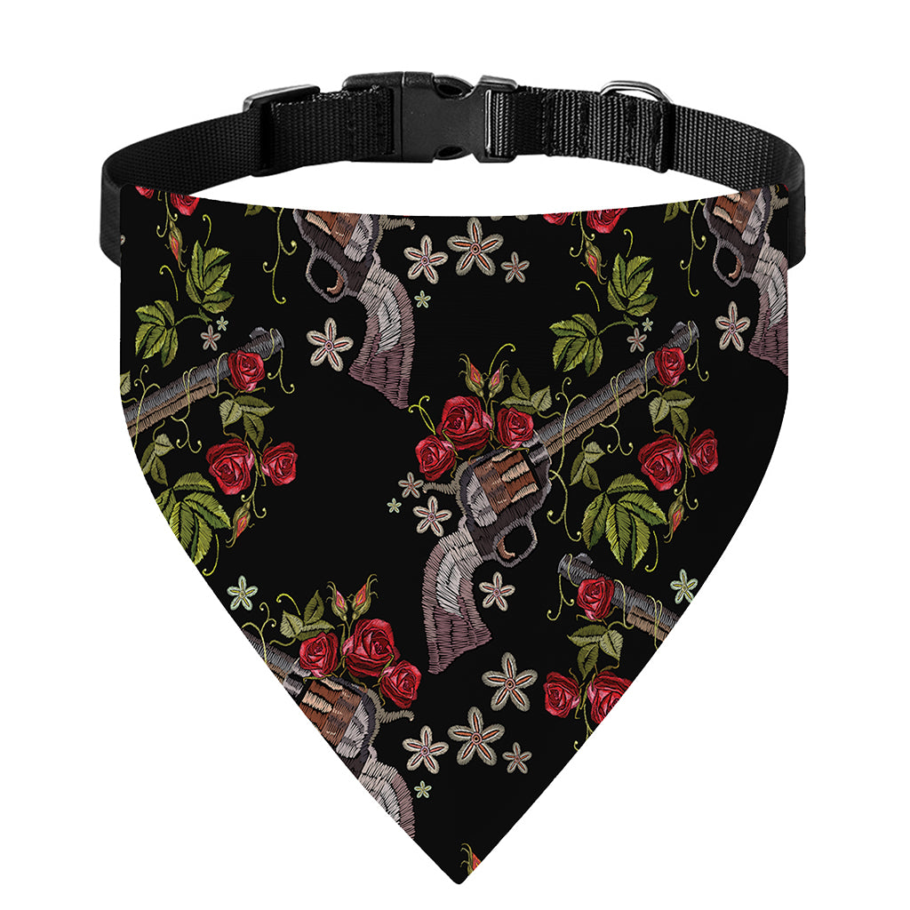 Guns And Flowers Pattern Print Over The Collar Dog Bandana