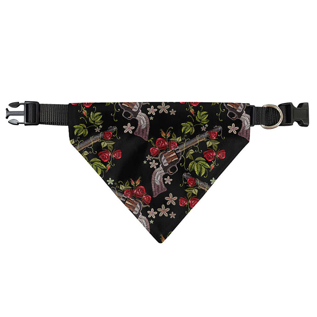 Guns And Flowers Pattern Print Over The Collar Dog Bandana