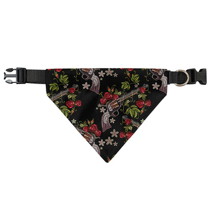Guns And Flowers Pattern Print Over The Collar Dog Bandana