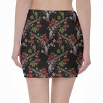 Guns And Flowers Pattern Print Pencil Mini Skirt