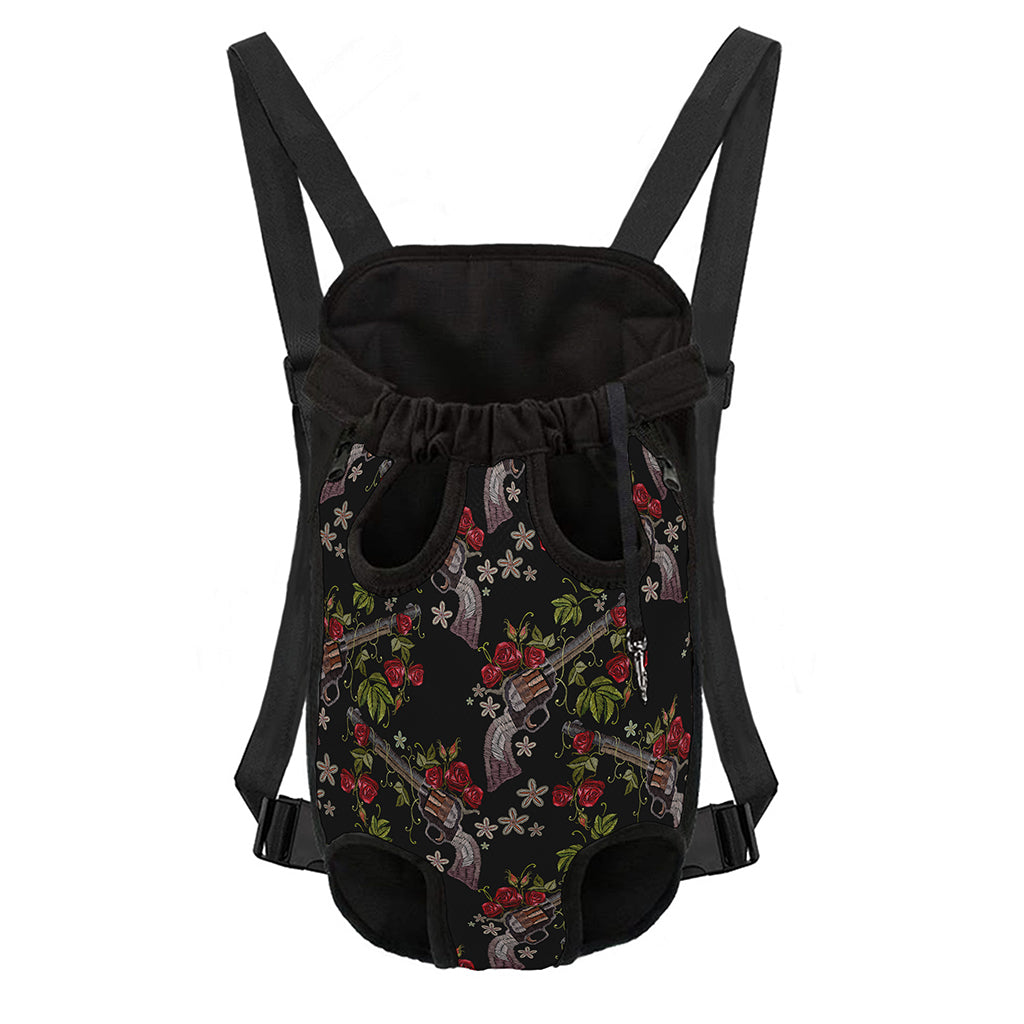 Guns And Flowers Pattern Print Pet Carrier Backpack