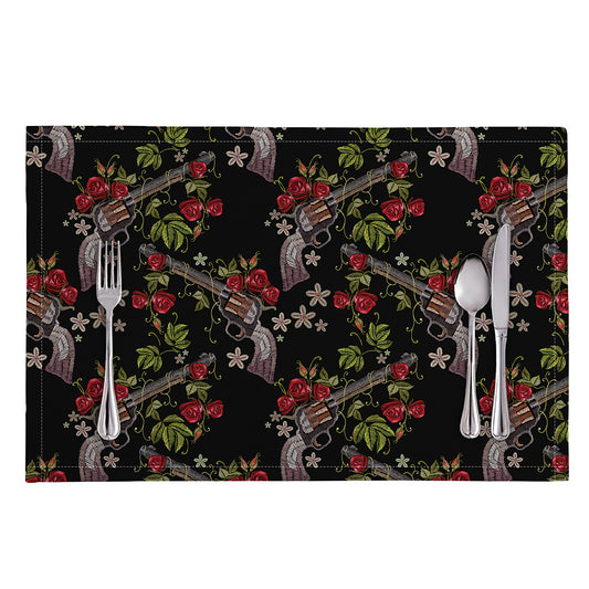 Guns And Flowers Pattern Print Placemat