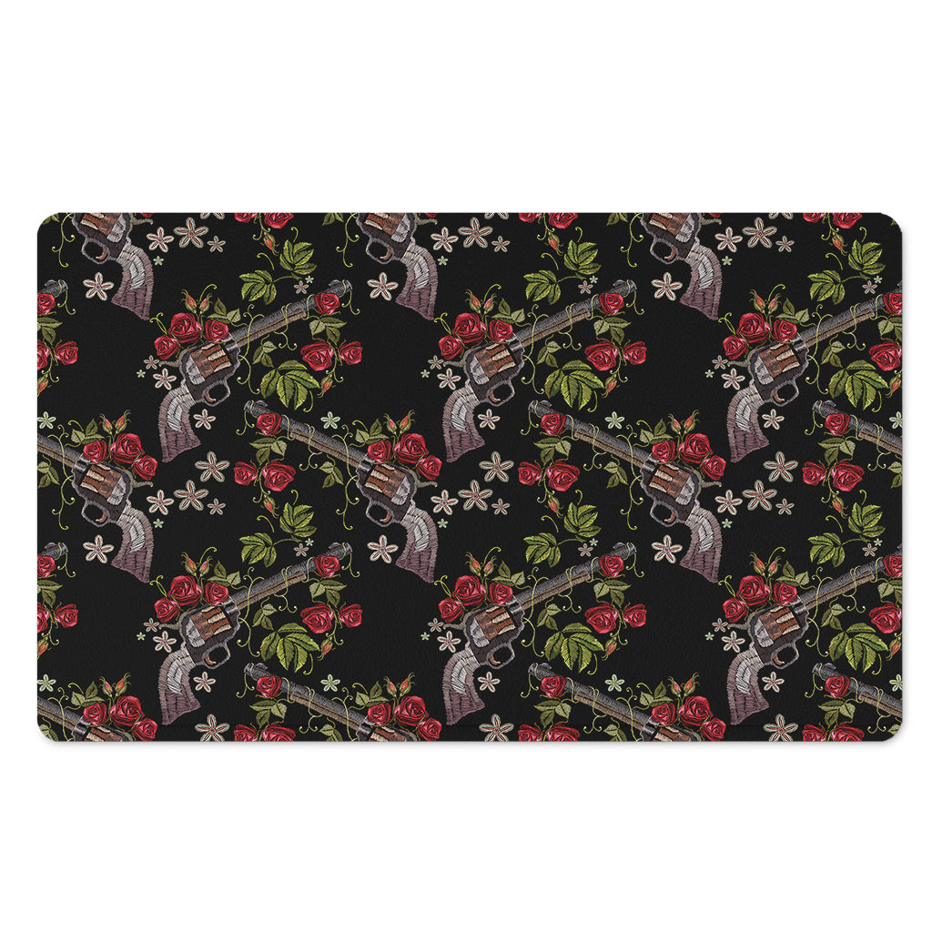 Guns And Flowers Pattern Print Polyester Doormat