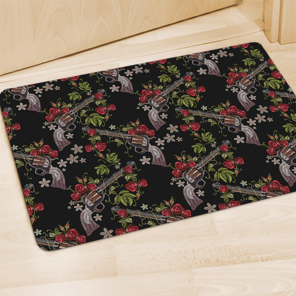 Guns And Flowers Pattern Print Polyester Doormat