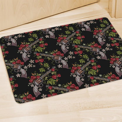 Guns And Flowers Pattern Print Polyester Doormat