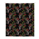 Guns And Flowers Pattern Print Polyester Shower Curtain