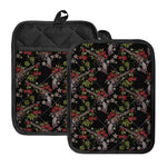 Guns And Flowers Pattern Print Pot Holders With Pocket