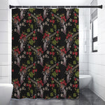 Guns And Flowers Pattern Print Premium Shower Curtain