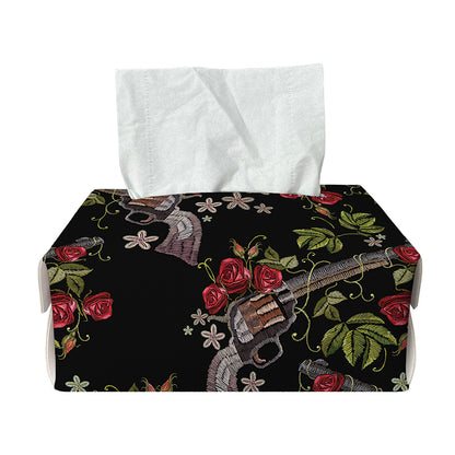 Guns And Flowers Pattern Print Rectangle Tissue Box Cover