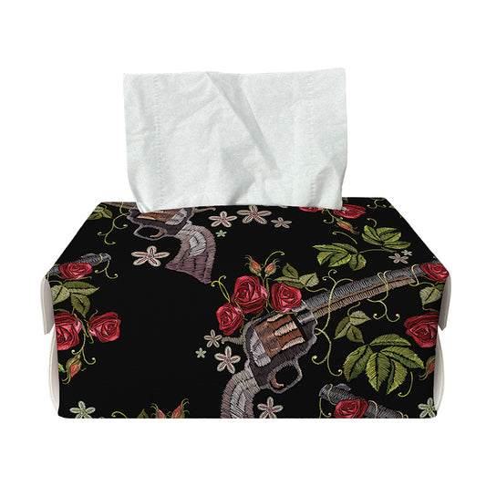Guns And Flowers Pattern Print Rectangle Tissue Box Cover
