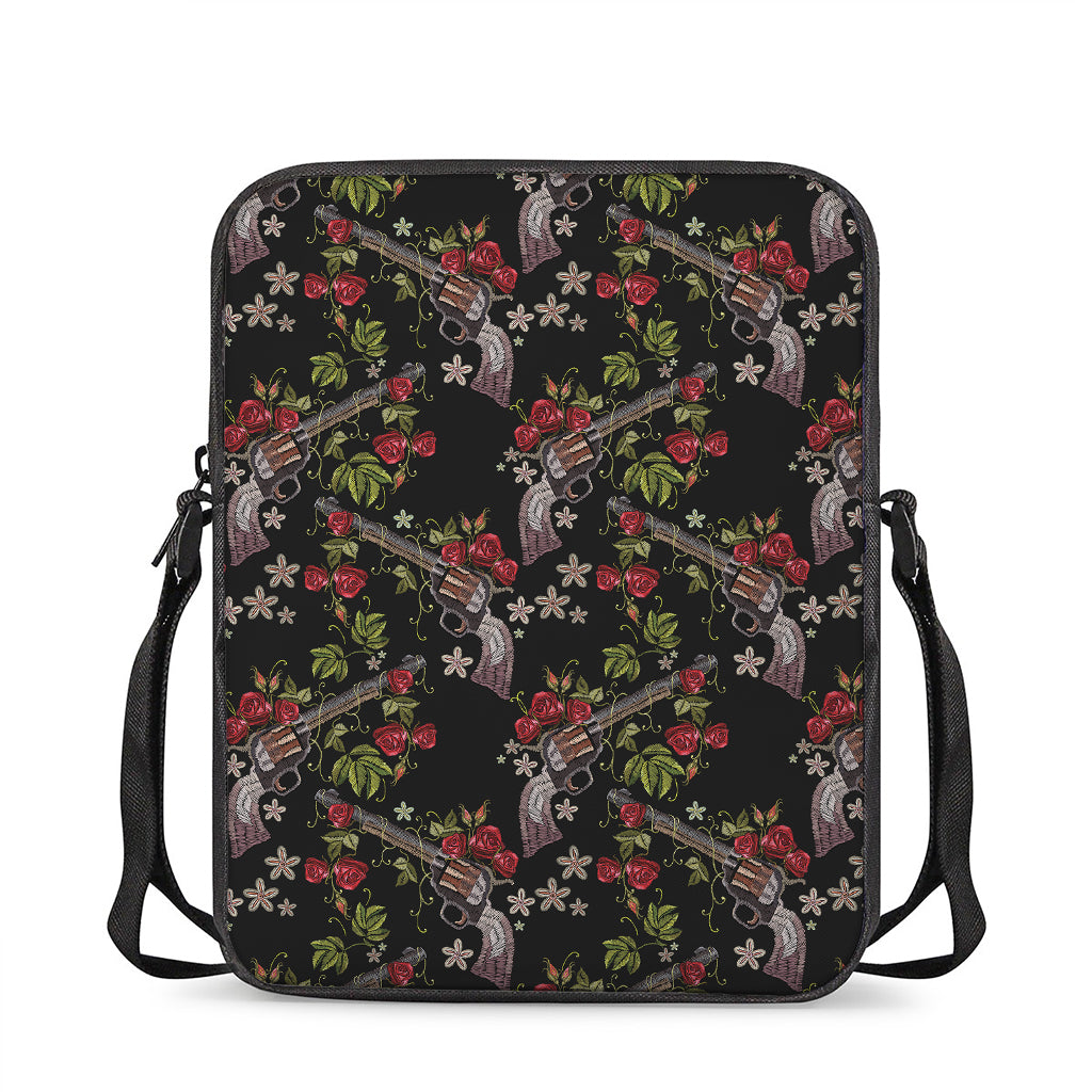 Guns And Flowers Pattern Print Rectangular Crossbody Bag