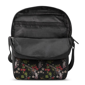 Guns And Flowers Pattern Print Rectangular Crossbody Bag