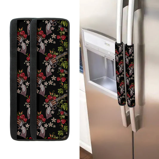 Guns And Flowers Pattern Print Refrigerator Handle Covers