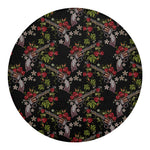 Guns And Flowers Pattern Print Round Blanket