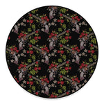 Guns And Flowers Pattern Print Round Floor Mat