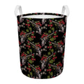 Guns And Flowers Pattern Print Round Laundry Basket
