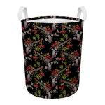 Guns And Flowers Pattern Print Round Laundry Basket
