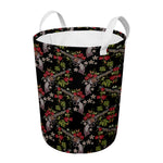 Guns And Flowers Pattern Print Round Laundry Basket