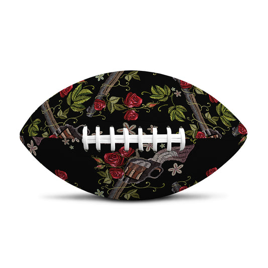 Guns And Flowers Pattern Print Rugby Ball