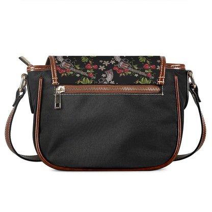 Guns And Flowers Pattern Print Saddle Bag