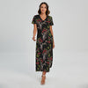 Guns And Flowers Pattern Print Short Sleeve Maxi Dress