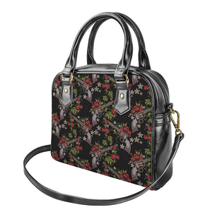 Guns And Flowers Pattern Print Shoulder Handbag