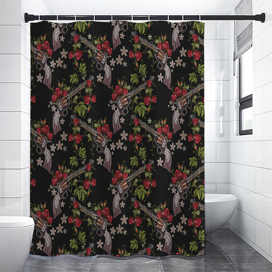 Guns And Flowers Pattern Print Shower Curtain