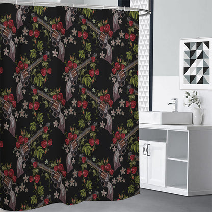 Guns And Flowers Pattern Print Shower Curtain