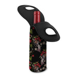 Guns And Flowers Pattern Print Single Neoprene Wine Tote