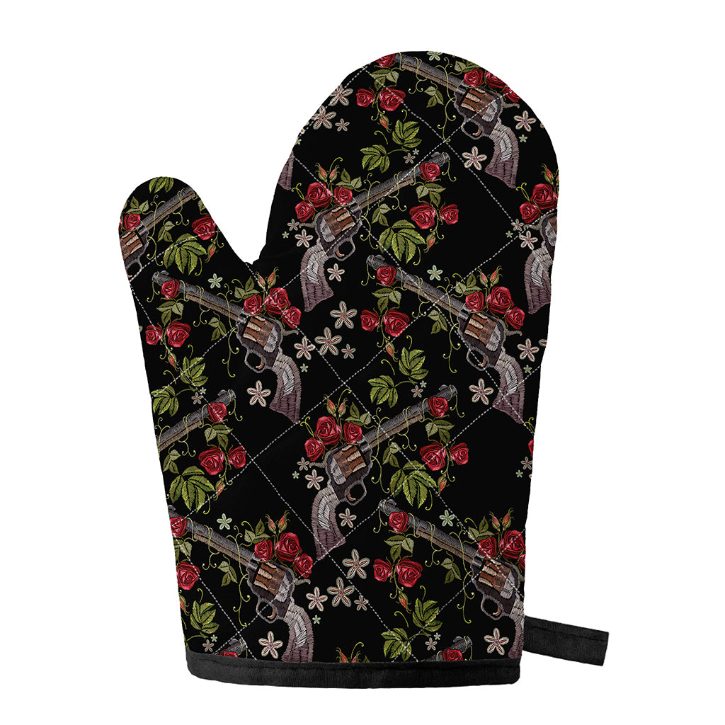 Guns And Flowers Pattern Print Single Oven Mitt