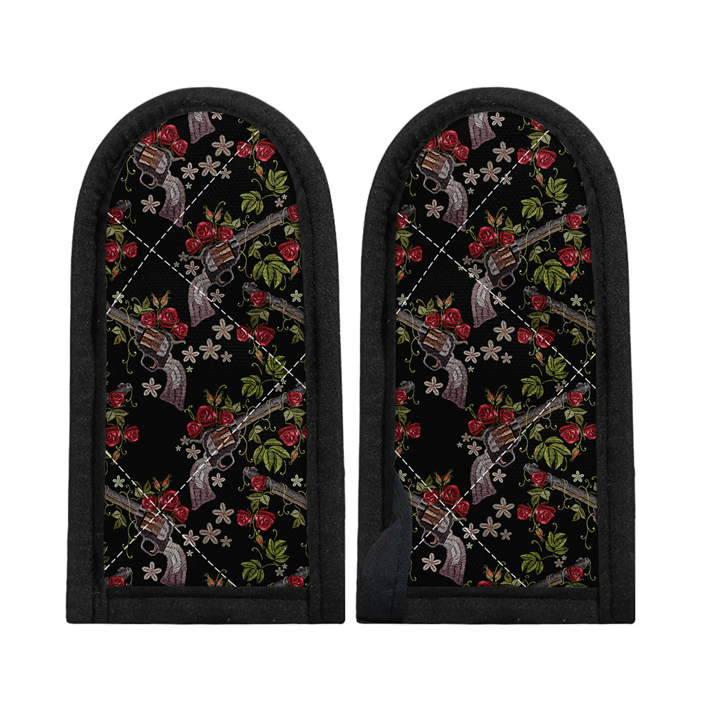 Guns And Flowers Pattern Print Skillet Handle Cover