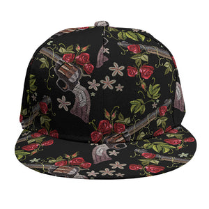 Guns And Flowers Pattern Print Snapback Cap