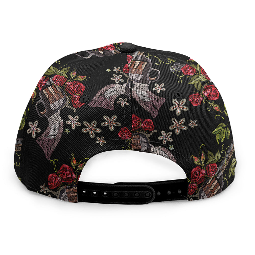 Guns And Flowers Pattern Print Snapback Cap