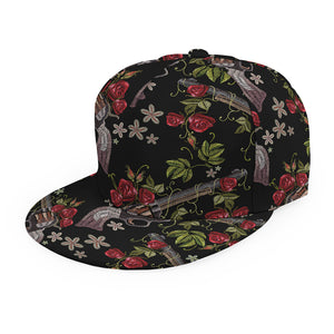 Guns And Flowers Pattern Print Snapback Cap