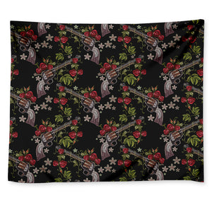 Guns And Flowers Pattern Print Tapestry