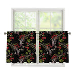 Guns And Flowers Pattern Print Tier Curtains