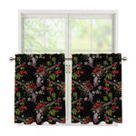 Guns And Flowers Pattern Print Tier Curtains