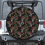 Guns And Flowers Pattern Print Tire Cover With Camera Hole